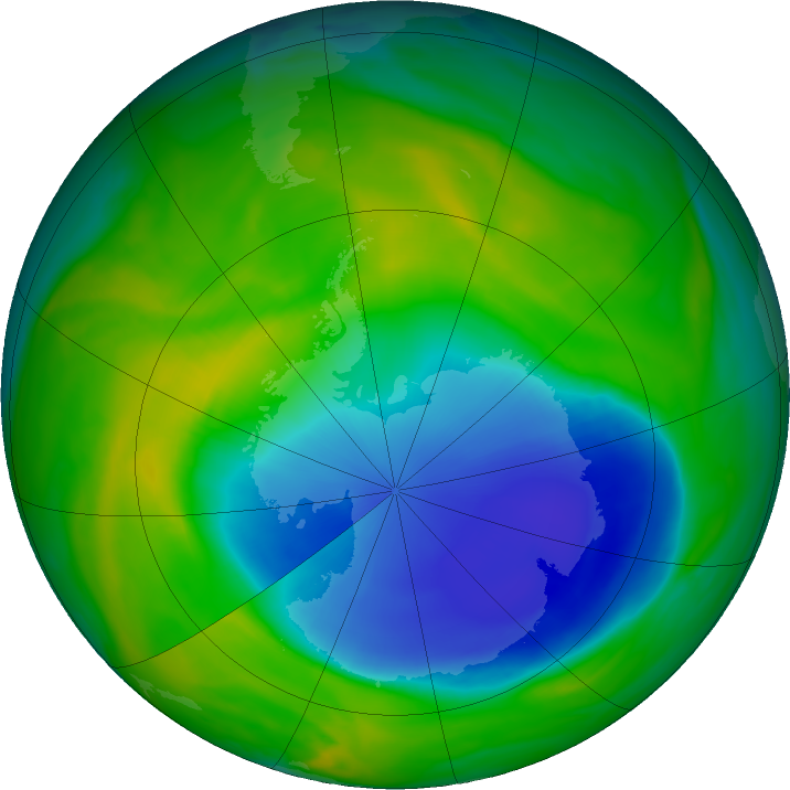 Antarctic ozone map for 17 November 2024